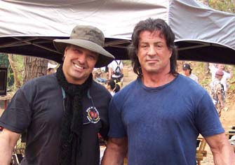 Ron and Sly on the set of <b>Rambo IV</b> 2007