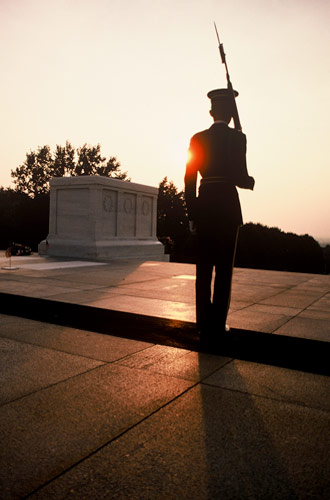 Silhouette photo of guard at Arlington National Cemetery in Washington DC by Ron Veto /></div>

<p style=